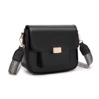 Dámská crossbody kabelka s tkaným popruhem Miss Lulu - černá