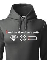 Dámska mikina 3 nejhorší věci na světě - mikina pro všechny mobilní závisláky