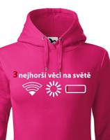 Dámska mikina 3 nejhorší věci na světě - mikina pro všechny mobilní závisláky
