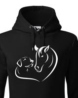 Dámská mikina pro milovníky zvířat s potiskem srdce koně a psa