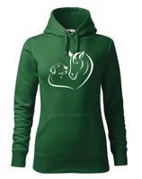 Dámská mikina pro milovníky zvířat s potiskem srdce koně a psa