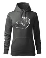 Dámská mikina pro milovníky zvířat s potiskem srdce koně a psa