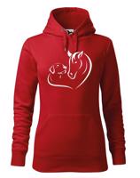 Dámská mikina pro milovníky zvířat s potiskem srdce koně a psa