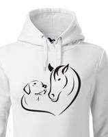 Dámská mikina pro milovníky zvířat s potiskem srdce koně a psa