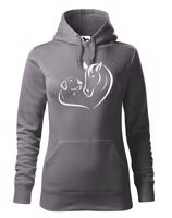 Dámská mikina pro milovníky zvířat s potiskem srdce koně a psa