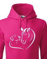 Dámská mikina pro milovníky zvířat s potiskem srdce koně a psa