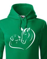 Dámská mikina pro milovníky zvířat s potiskem srdce koně a psa