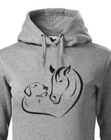 Dámská mikina pro milovníky zvířat s potiskem srdce koně a psa