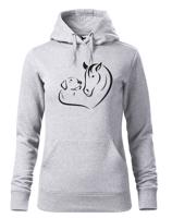 Dámská mikina pro milovníky zvířat s potiskem srdce koně a psa