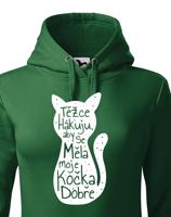 Dámská mikina s kočičím potiskem Těžce hákuji - originální dárek