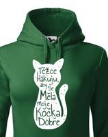 Dámská mikina s kočičím potiskem Těžce hákuji - originální dárek