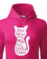 Dámská mikina s kočičím potiskem Těžce hákuji - originální dárek