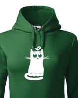 Dámská mikina s kočkou  a ptáčkem - stylový dárek pro milovníky koček