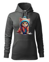 Dámská mikina s potiskem koťátka v oblečku - tričko pro milovníky koček