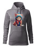 Dámská mikina s potiskem koťátka v oblečku - tričko pro milovníky koček