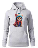 Dámská mikina s potiskem koťátka v oblečku - tričko pro milovníky koček