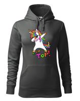 Dámská vtipná mikina s jednorožcem a nápisem Jsem top!