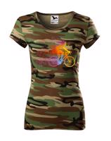 Dámské cyklistické tričko s potiskem cyklistky - tričko pro cyklistku