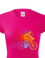 Dámské cyklistické tričko s potiskem cyklistky - tričko pro cyklistku