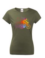 Dámské cyklistické tričko s potiskem cyklistky - tričko pro cyklistku