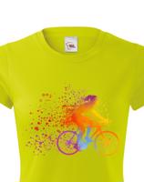Dámské cyklistické tričko s potiskem cyklistky - tričko pro cyklistku