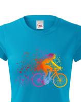 Dámské cyklistické tričko s potiskem cyklistky - tričko pro cyklistku