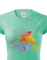 Dámské cyklistické tričko s potiskem cyklistky - tričko pro cyklistku