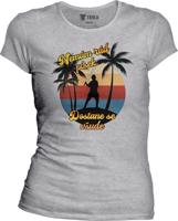 Dámské šedé tričko Nerdopolis - Nemám rád písek