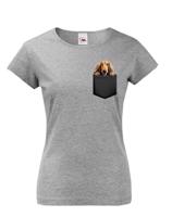 Dámské tričko Afghánský chrt v kapsičce - kvalitní tisk a rychlé dodání