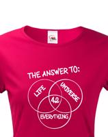 Dámské tričko Answer is 42 - triko z románu Stopařův průvodce galaxií
