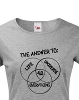 Dámské tričko Answer is 42 - triko z románu Stopařův průvodce galaxií