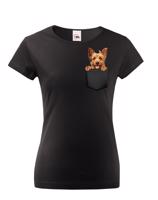 Dámské tričko Austrálsky teriér v kapsičce - kvalitní tisk a rychlé dodání