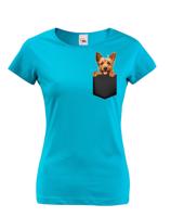 Dámské tričko Austrálsky teriér v kapsičce - kvalitní tisk a rychlé dodání