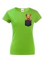 Dámské tričko Austrálsky teriér v kapsičce - kvalitní tisk a rychlé dodání