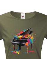Dámské tričko - barevný klavír - živý potisk na triko