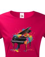Dámské tričko - barevný klavír - živý potisk na triko