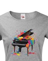 Dámské tričko - barevný klavír - živý potisk na triko