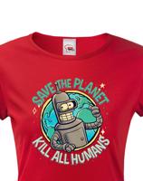 Dámské tričko Bender. Skvělé jako dárek pro milovníky Seriálu Futurama.