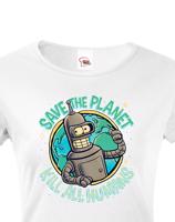 Dámské tričko Bender. Skvělé jako dárek pro milovníky Seriálu Futurama.