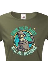 Dámské tričko Bender. Skvělé jako dárek pro milovníky Seriálu Futurama.