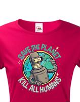 Dámské tričko Bender. Skvělé jako dárek pro milovníky Seriálu Futurama.