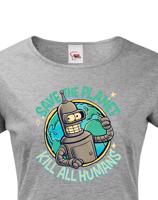 Dámské tričko Bender. Skvělé jako dárek pro milovníky Seriálu Futurama.
