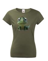 Dámské tričko - dinosaurus - roztomilý barevný motiv s plnými barvami