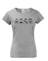 Dámské tričko Eat-sleep-dive-repeat - ideální dárek