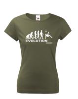 Dámské tričko evoluce fotbalu - ideální dárek pro fotbalistku