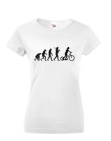 Dámské tričko Evoluce koloběžkářky - tričko pro milovníky koloběžek