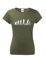 Dámské tričko Evoluce koloběžkářky - tričko pro milovníky koloběžek