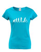 Dámské tričko Evoluce koloběžkářky - tričko pro milovníky koloběžek