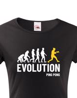 Dámské tričko Evoluce ping pong-  skvělý dárek pro hráče ping pongu