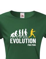 Dámské tričko Evoluce ping pong-  skvělý dárek pro hráče ping pongu